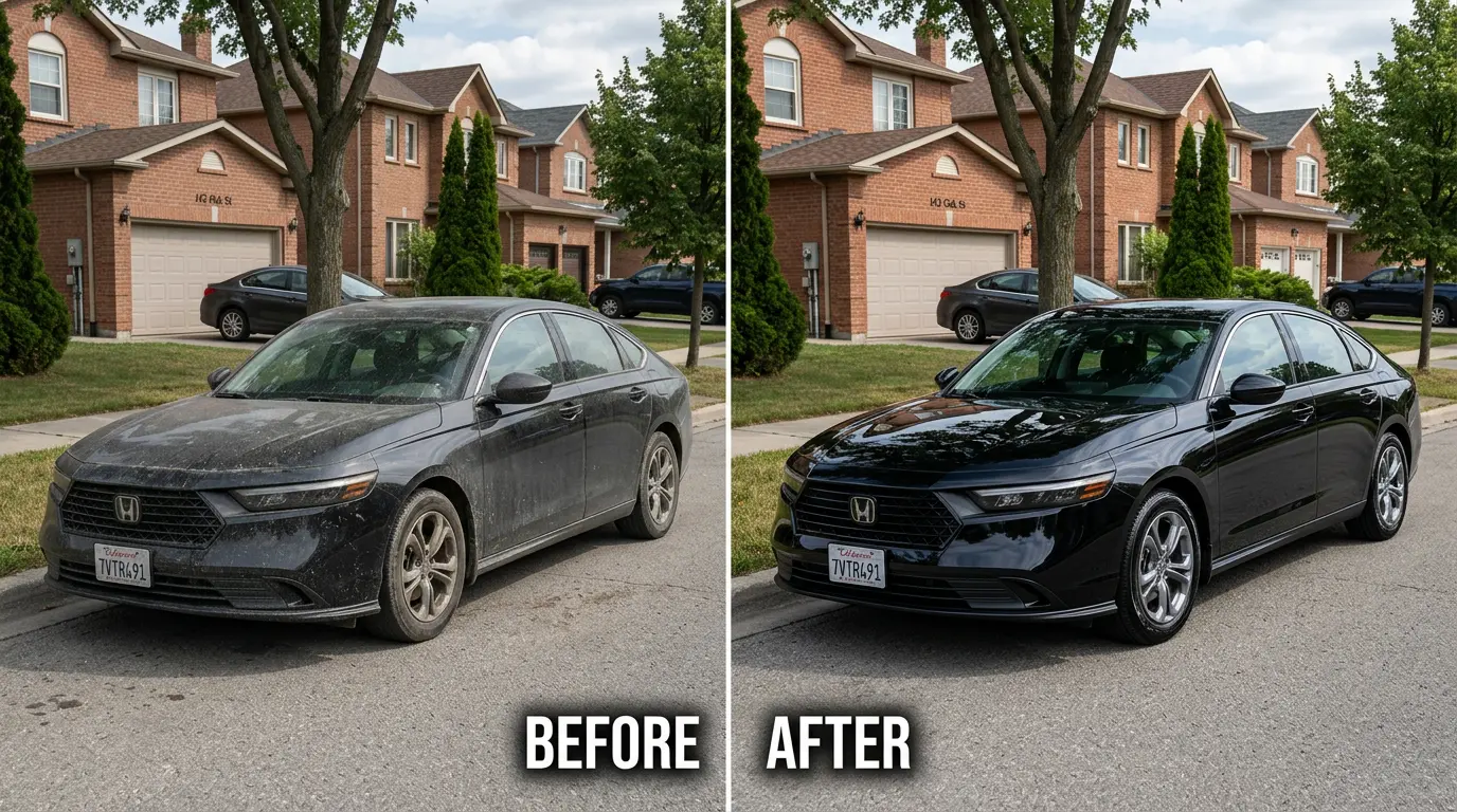 Car Exterior Before and After Detailing